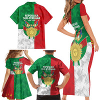 Republic of South Peru Family Matching Short Sleeve Bodycon Dress and Hawaiian Shirt Version 1836 - 1839