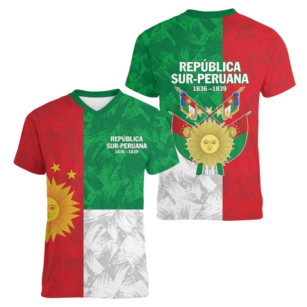 Republic of South Peru Women V-Neck T-Shirt Version 1836 - 1839