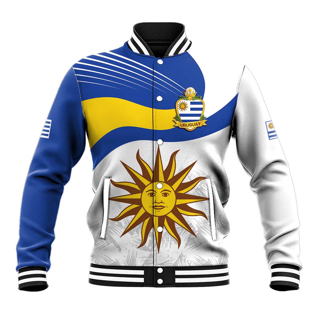Uruguay Football Custom Baseball Jacket La Celeste Sol de Mayo Motif