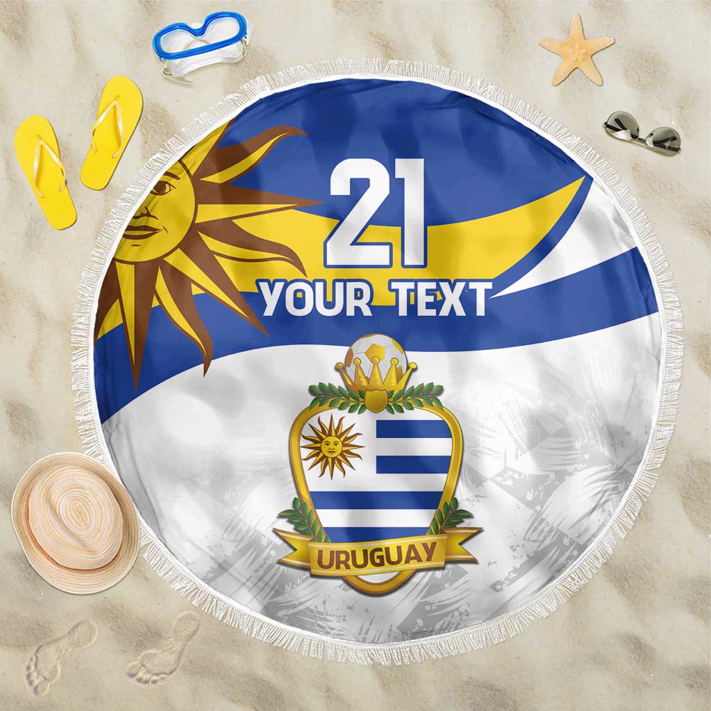 Uruguay Football Custom Beach Blanket La Celeste Sol de Mayo Motif LT9