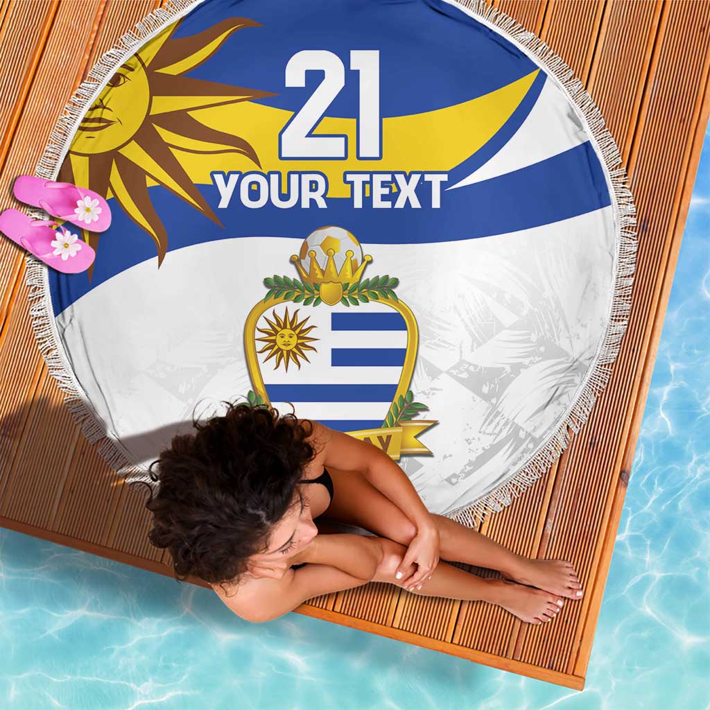Uruguay Football Custom Beach Blanket La Celeste Sol de Mayo Motif
