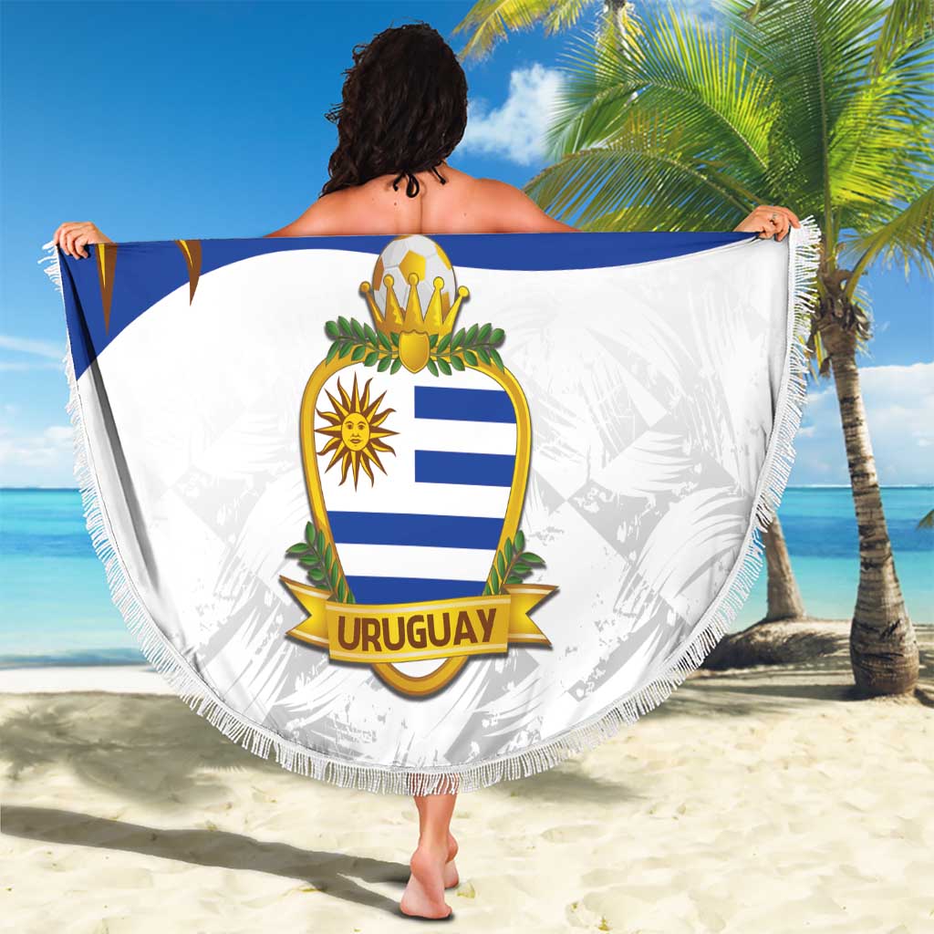 Uruguay Football Custom Beach Blanket La Celeste Sol de Mayo Motif