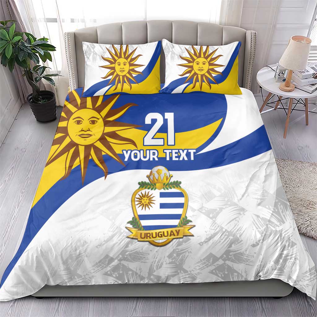Uruguay Football Custom Bedding Set La Celeste Sol de Mayo Motif LT9