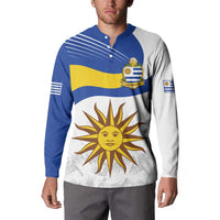 Uruguay Football Custom Button Sweatshirt La Celeste Sol de Mayo Motif