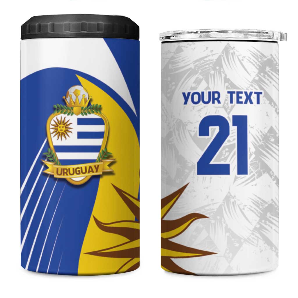 Uruguay Football Custom 4 in 1 Can Cooler Tumbler La Celeste Sol de Mayo Motif