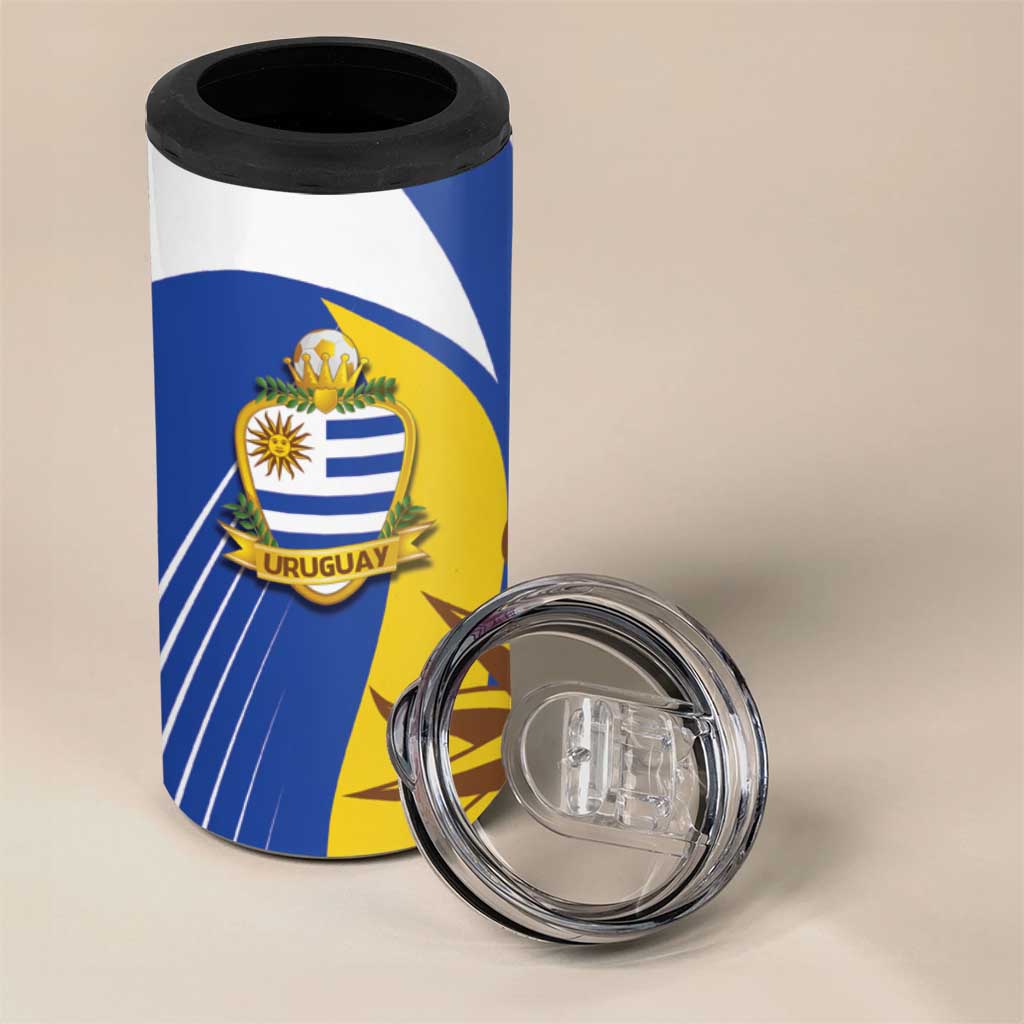 Uruguay Football Custom 4 in 1 Can Cooler Tumbler La Celeste Sol de Mayo Motif