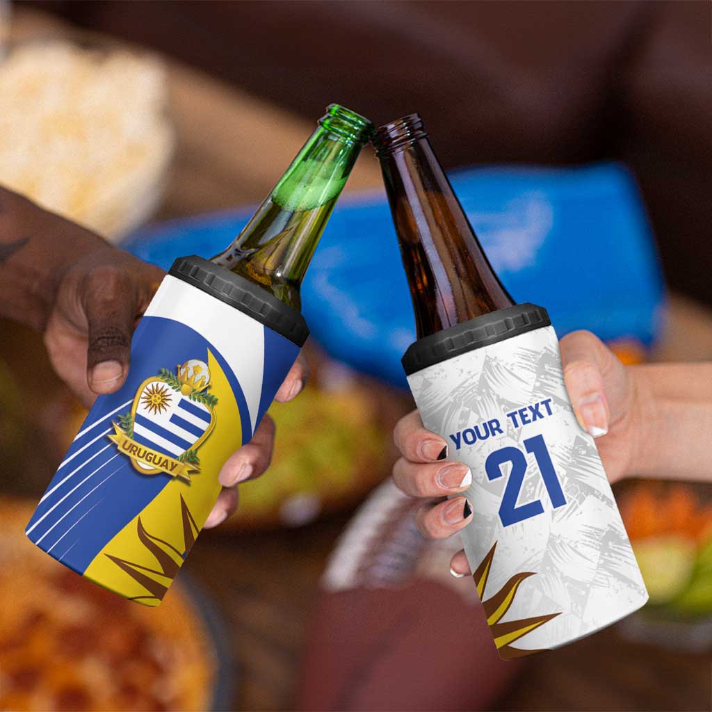 Uruguay Football Custom 4 in 1 Can Cooler Tumbler La Celeste Sol de Mayo Motif
