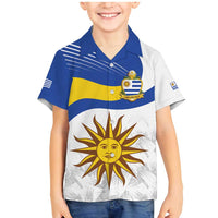 Uruguay Football Custom Family Matching Mermaid Dress and Hawaiian Shirt La Celeste Sol de Mayo Motif