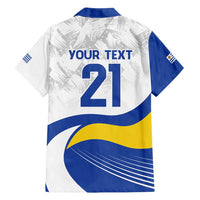 Uruguay Football Custom Family Matching Off Shoulder Maxi Dress and Hawaiian Shirt La Celeste Sol de Mayo Motif