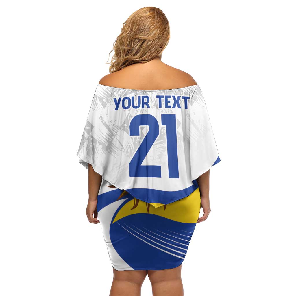 Uruguay Football Custom Family Matching Off Shoulder Short Dress and Hawaiian Shirt La Celeste Sol de Mayo Motif