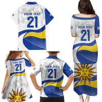 Uruguay Football Custom Family Matching Puletasi and Hawaiian Shirt La Celeste Sol de Mayo Motif