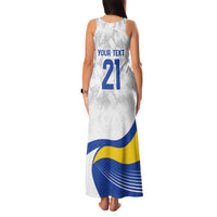 Uruguay Football Custom Family Matching Tank Maxi Dress and Hawaiian Shirt La Celeste Sol de Mayo Motif