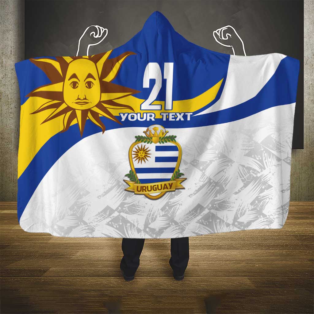 Uruguay Football Custom Hooded Blanket La Celeste Sol de Mayo Motif