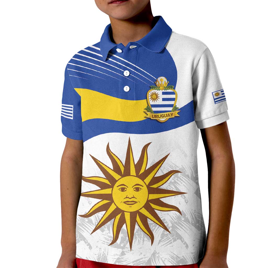 Uruguay Football Custom Kid Polo Shirt La Celeste Sol de Mayo Motif