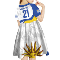 Uruguay Football Custom Kid Short Sleeve Dress La Celeste Sol de Mayo Motif