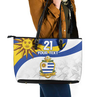 Uruguay Football Custom Leather Tote Bag La Celeste Sol de Mayo Motif LT9