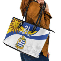 Uruguay Football Custom Leather Tote Bag La Celeste Sol de Mayo Motif LT9