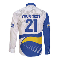 Uruguay Football Custom Long Sleeve Button Shirt La Celeste Sol de Mayo Motif
