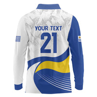 Uruguay Football Custom Long Sleeve Polo Shirt La Celeste Sol de Mayo Motif