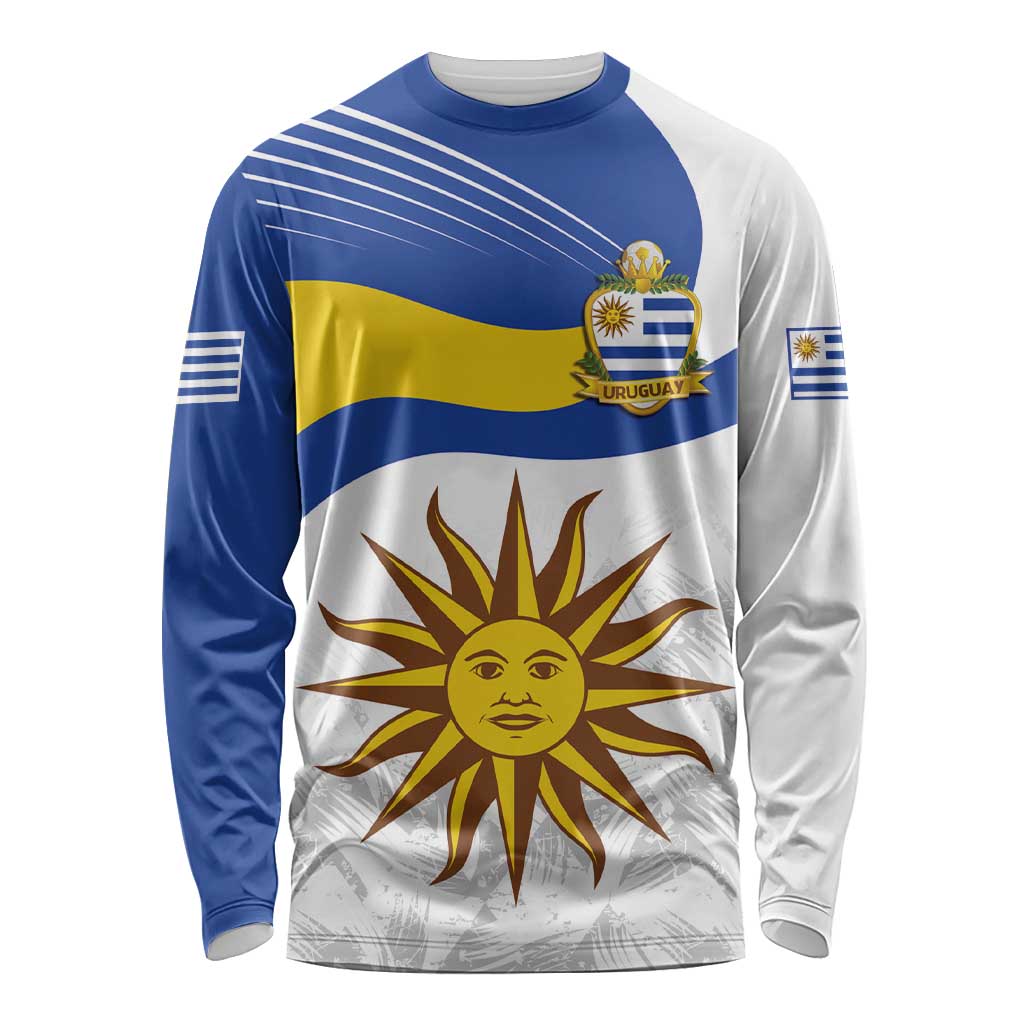 Uruguay Football Custom Long Sleeve Shirt La Celeste Sol de Mayo Motif