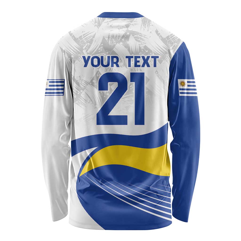 Uruguay Football Custom Long Sleeve Shirt La Celeste Sol de Mayo Motif