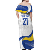 Uruguay Football Custom Off Shoulder Maxi Dress La Celeste Sol de Mayo Motif