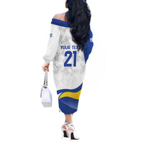 Uruguay Football Custom Off The Shoulder Long Sleeve Dress La Celeste Sol de Mayo Motif