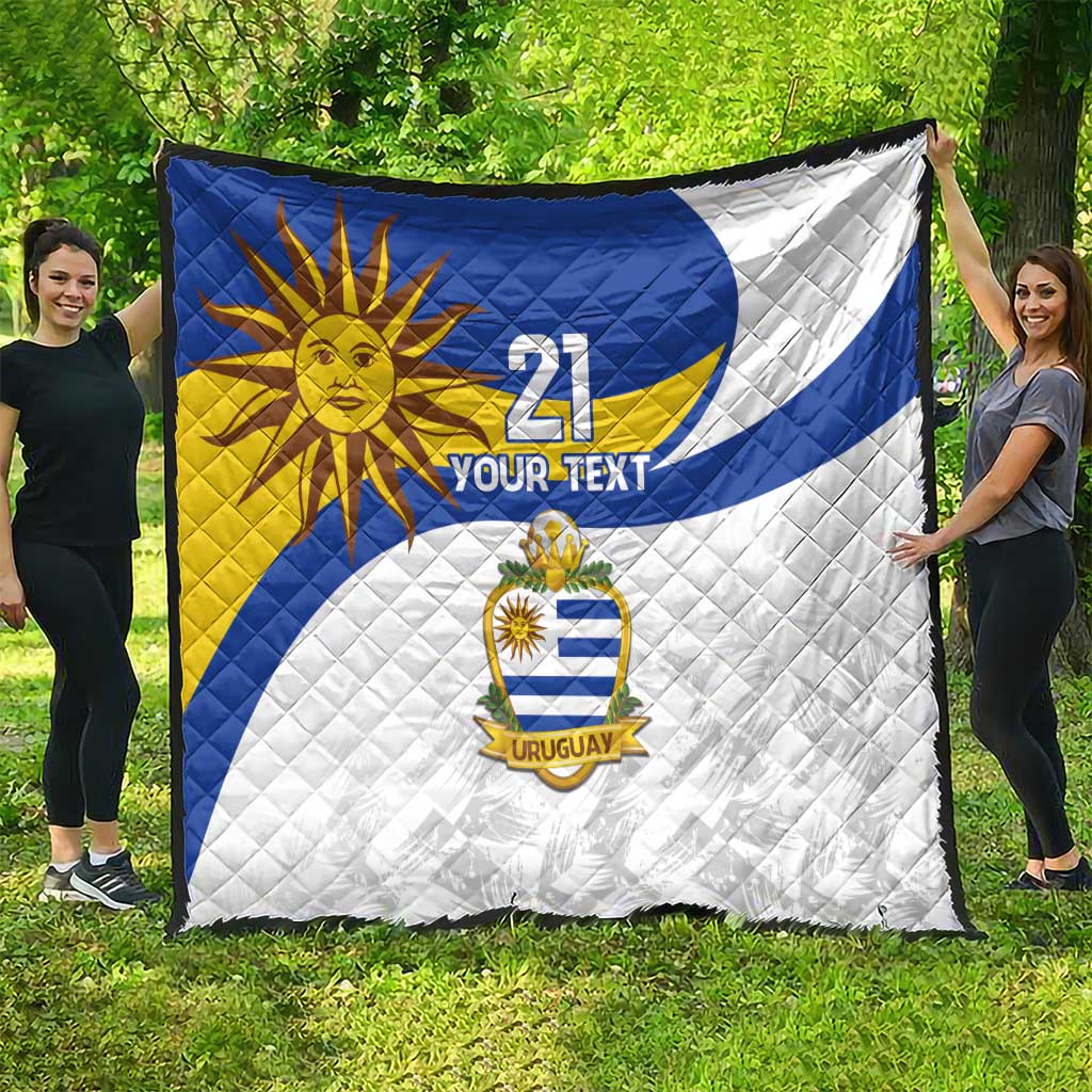 Uruguay Football Custom Quilt La Celeste Sol de Mayo Motif