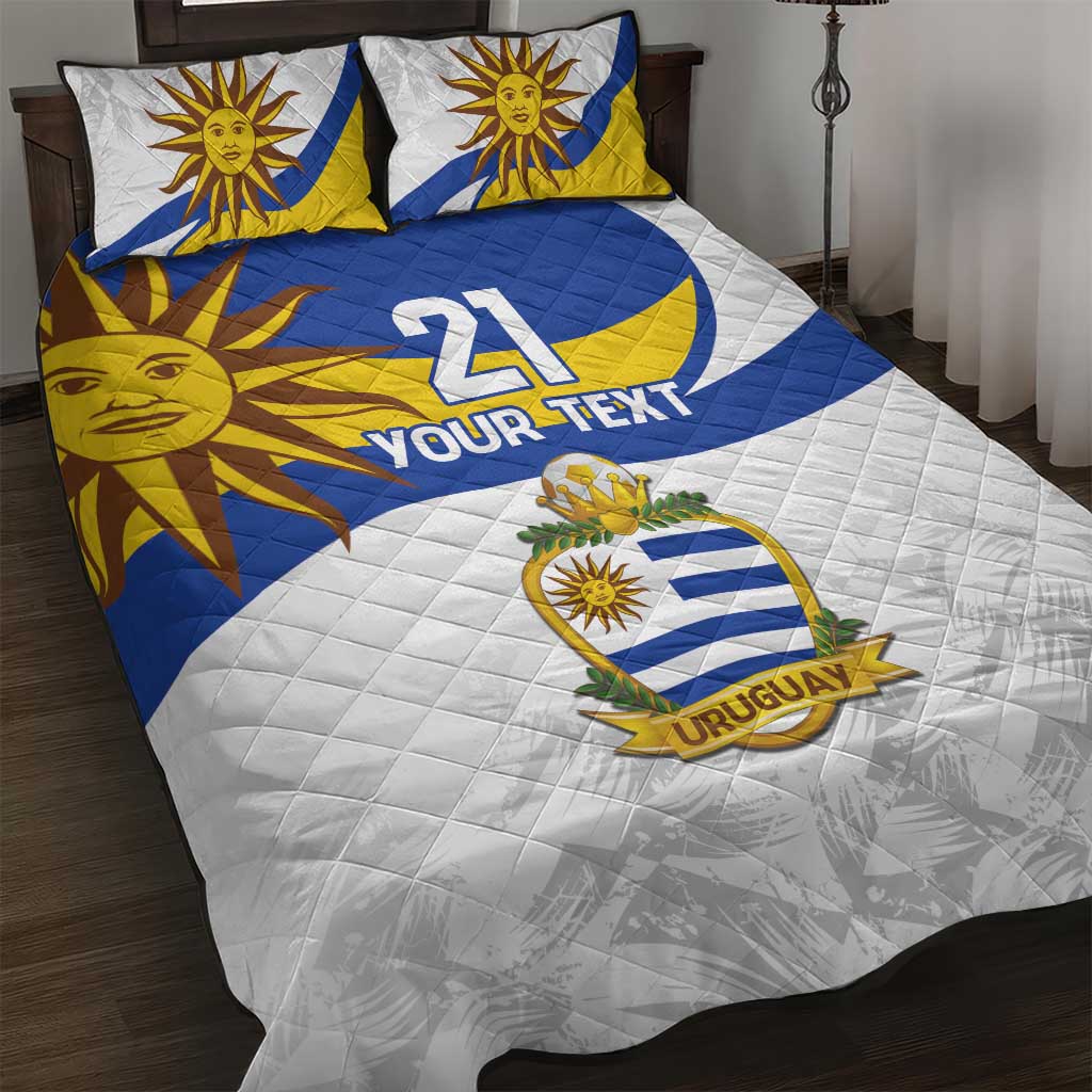 Uruguay Football Custom Quilt Bed Set La Celeste Sol de Mayo Motif LT9