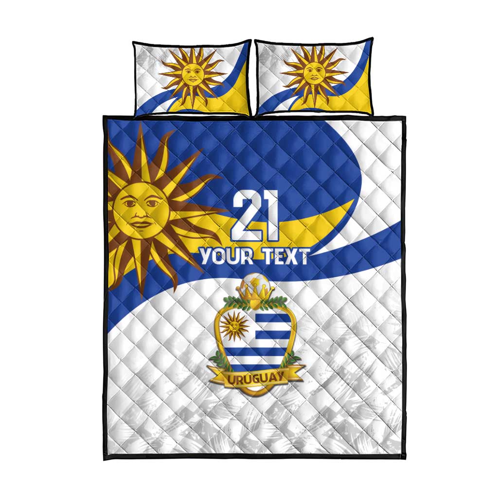 Uruguay Football Custom Quilt Bed Set La Celeste Sol de Mayo Motif