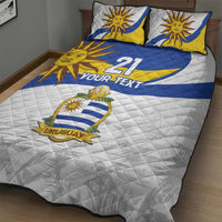 Uruguay Football Custom Quilt Bed Set La Celeste Sol de Mayo Motif