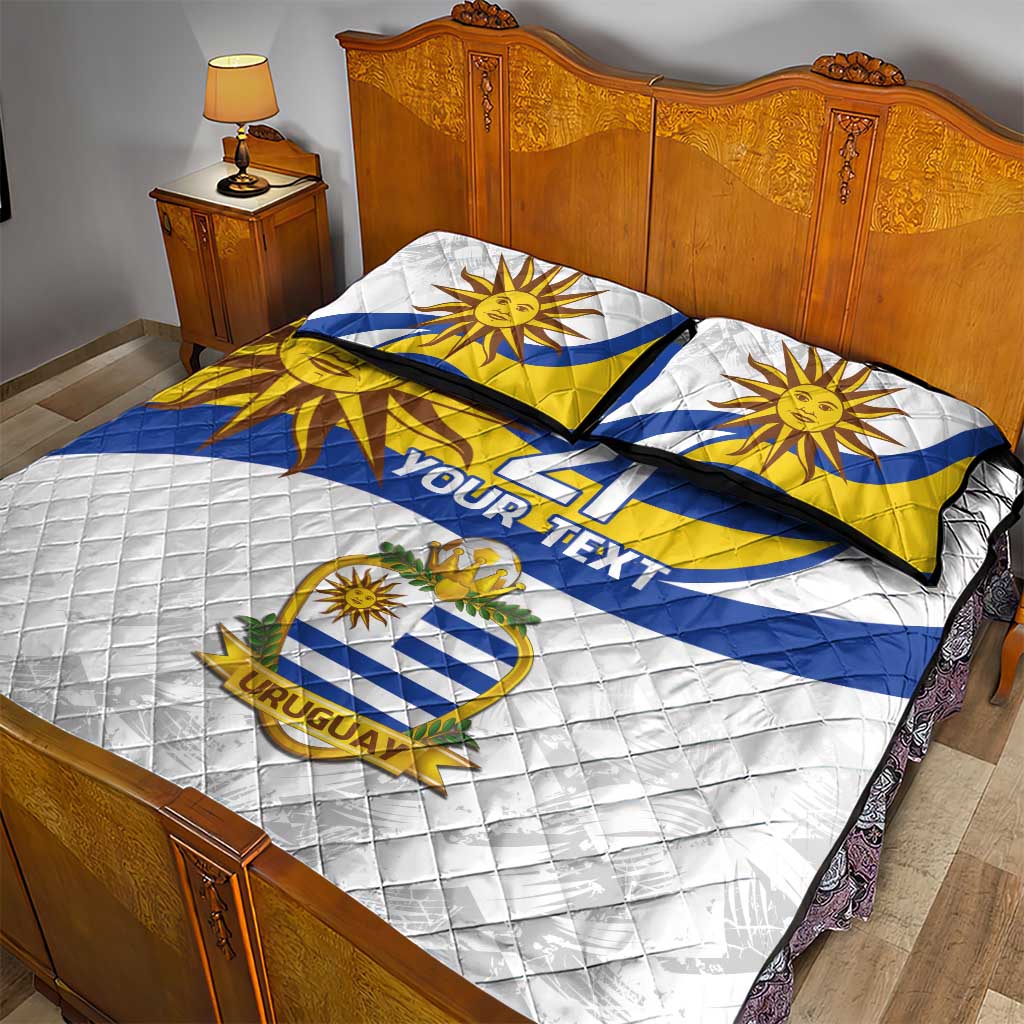 Uruguay Football Custom Quilt Bed Set La Celeste Sol de Mayo Motif LT9