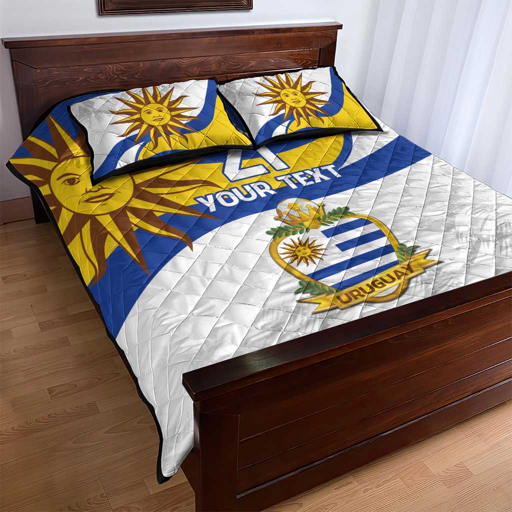Uruguay Football Custom Quilt Bed Set La Celeste Sol de Mayo Motif
