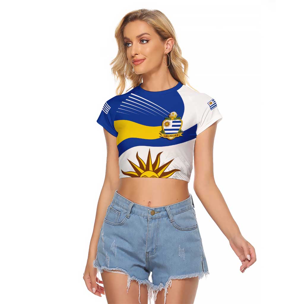 Uruguay Football Custom Raglan Cropped T Shirt La Celeste Sol de Mayo Motif
