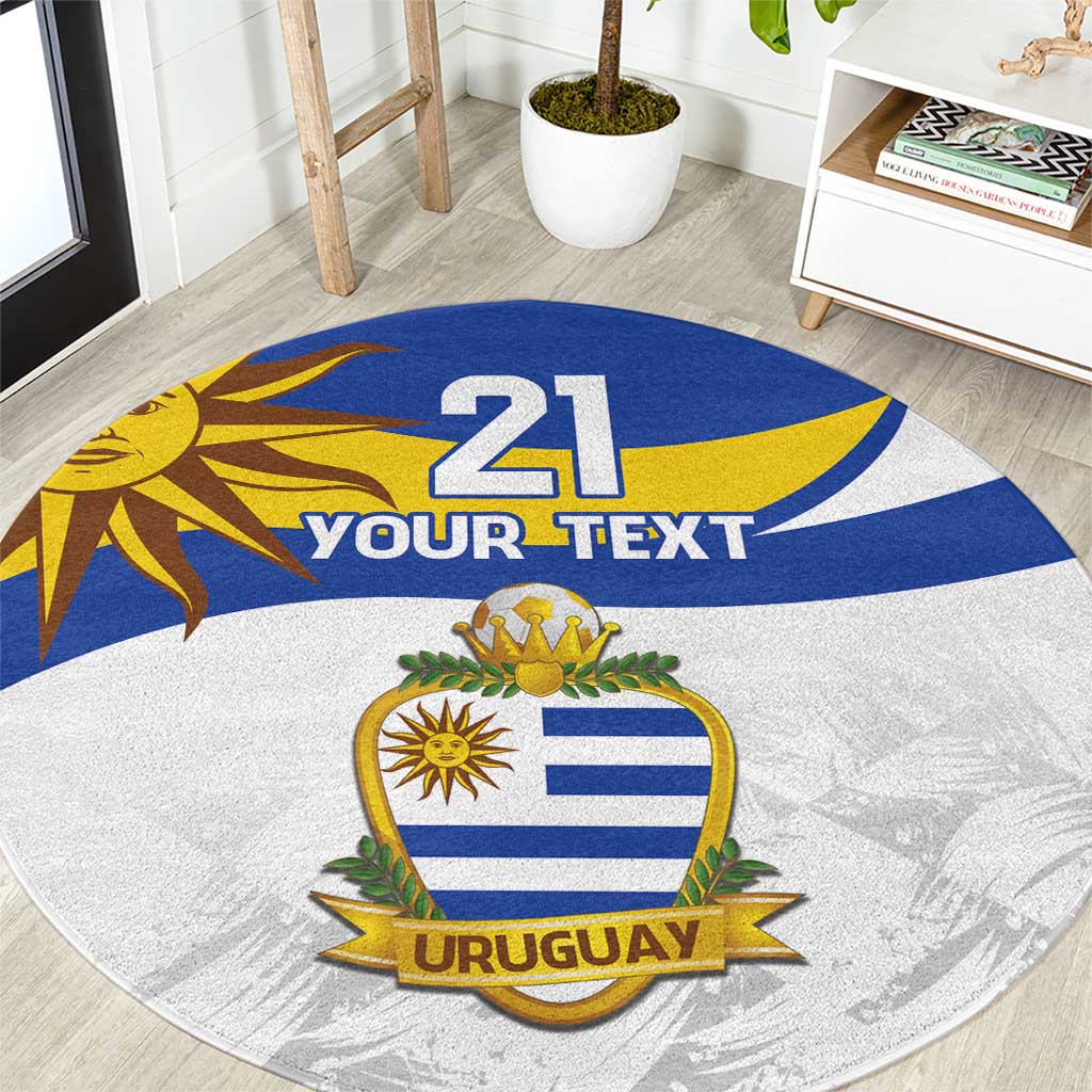 Uruguay Football Custom Round Carpet La Celeste Sol de Mayo Motif