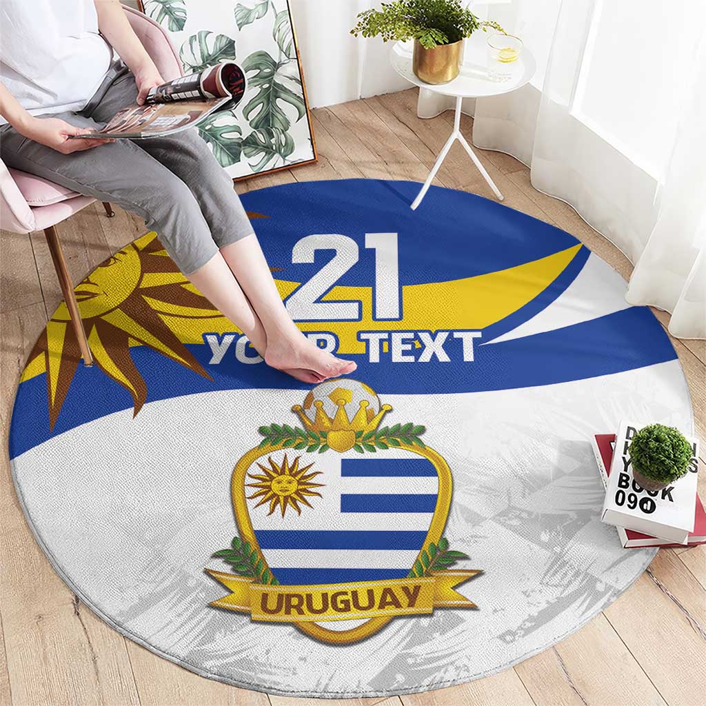 Uruguay Football Custom Round Carpet La Celeste Sol de Mayo Motif