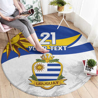 Uruguay Football Custom Round Carpet La Celeste Sol de Mayo Motif