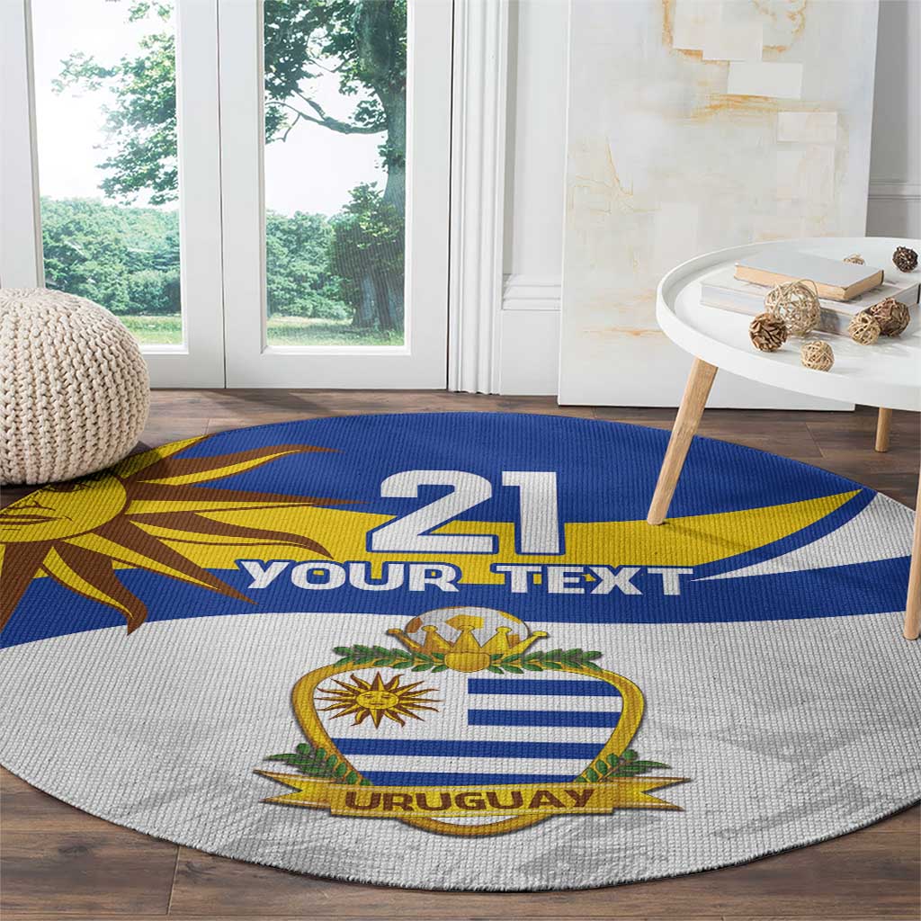 Uruguay Football Custom Round Carpet La Celeste Sol de Mayo Motif LT9