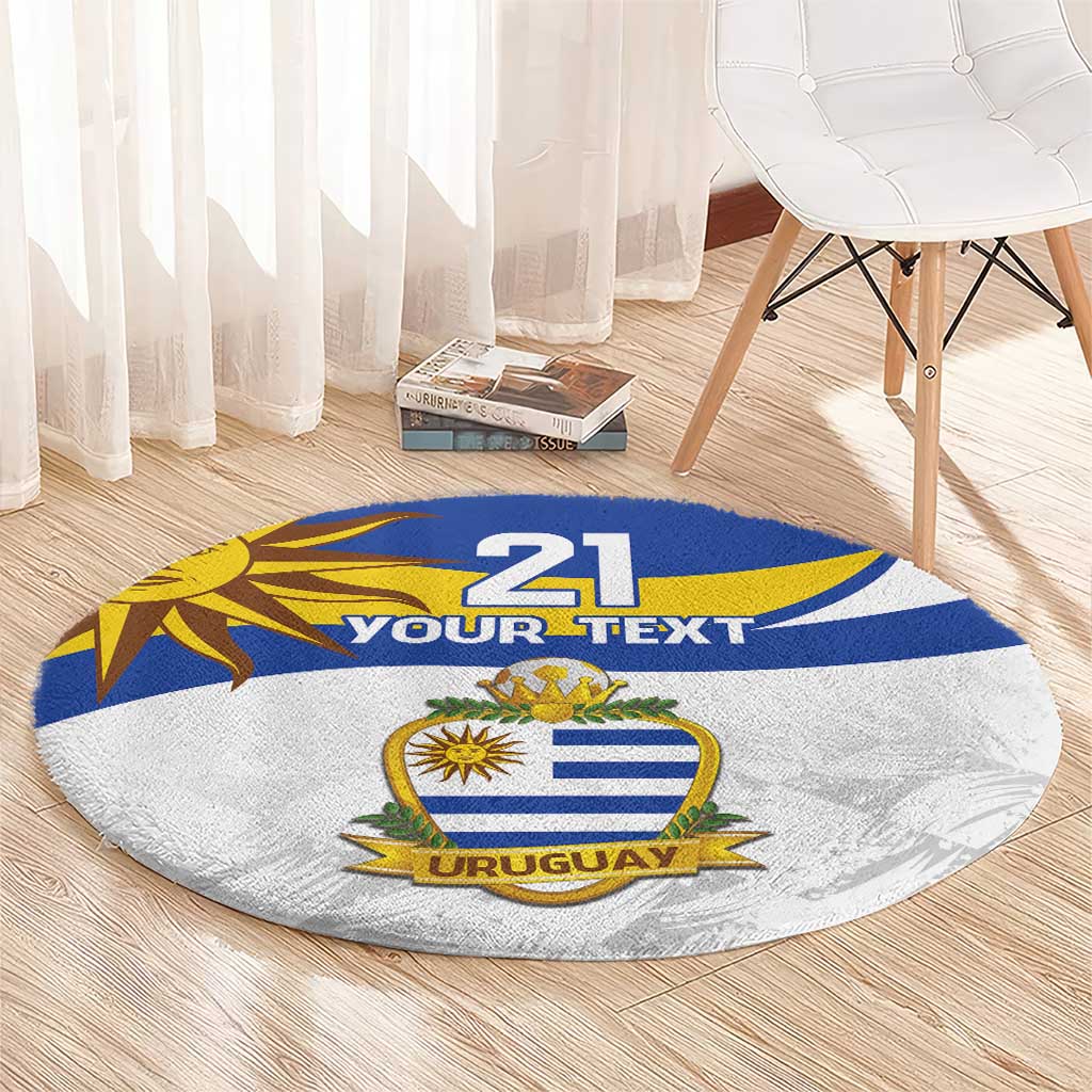 Uruguay Football Custom Round Carpet La Celeste Sol de Mayo Motif