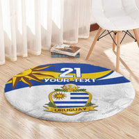 Uruguay Football Custom Round Carpet La Celeste Sol de Mayo Motif