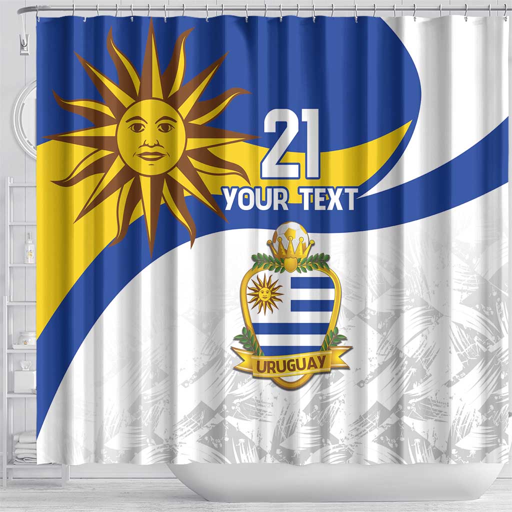 Uruguay Football Custom Shower Curtain La Celeste Sol de Mayo Motif
