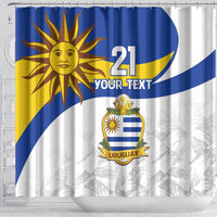 Uruguay Football Custom Shower Curtain La Celeste Sol de Mayo Motif