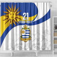 Uruguay Football Custom Shower Curtain La Celeste Sol de Mayo Motif