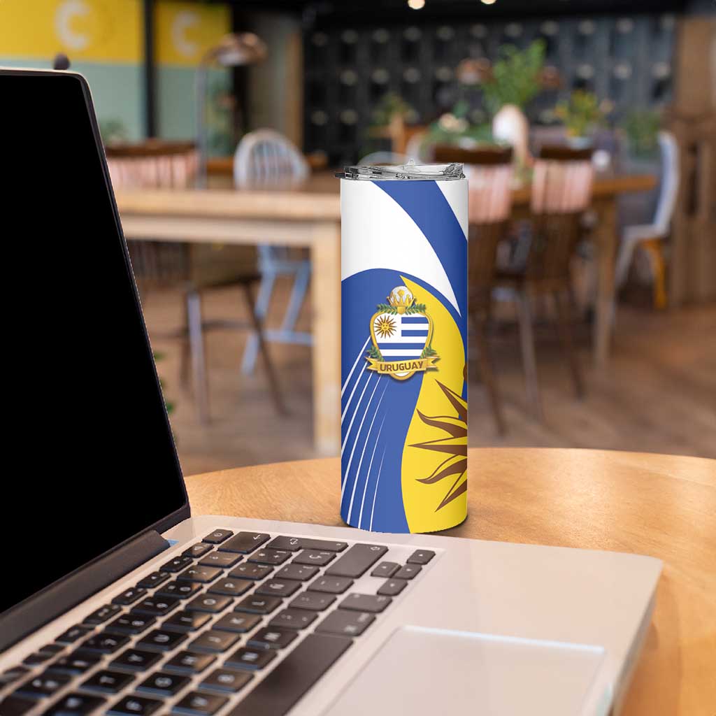 Uruguay Football Custom Skinny Tumbler La Celeste Sol de Mayo Motif