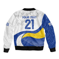 Uruguay Football Custom Sleeve Zip Bomber Jacket La Celeste Sol de Mayo Motif