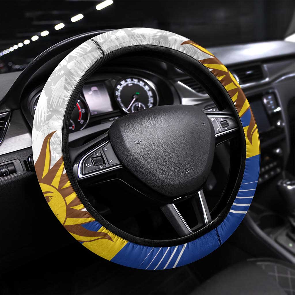 Uruguay Football Steering Wheel Cover La Celeste Sol de Mayo Motif