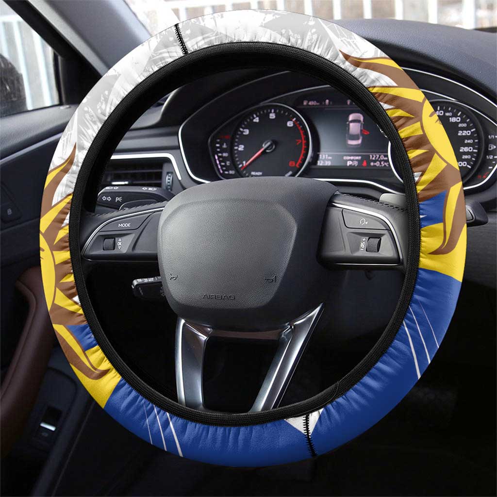 Uruguay Football Steering Wheel Cover La Celeste Sol de Mayo Motif LT9