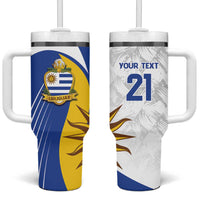 Uruguay Football Custom Tumbler With Handle La Celeste Sol de Mayo Motif