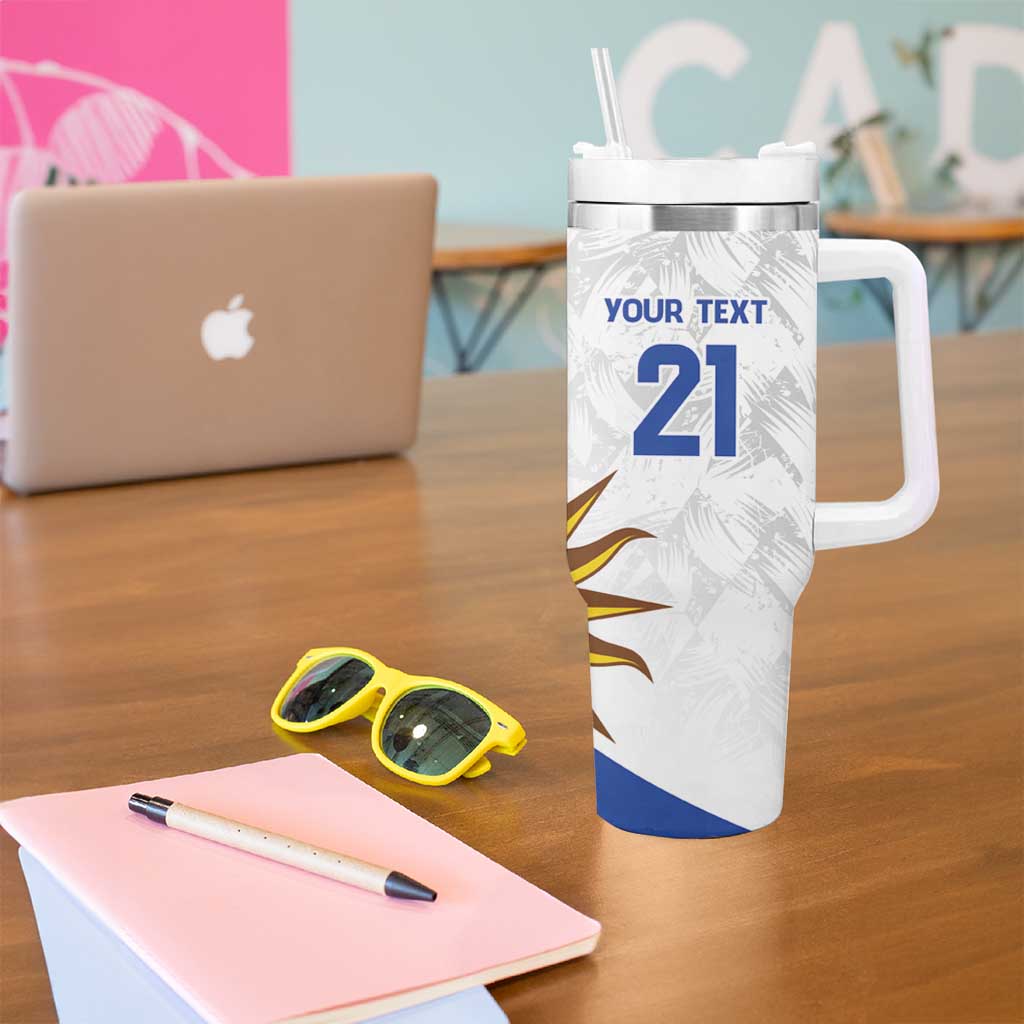 Uruguay Football Custom Tumbler With Handle La Celeste Sol de Mayo Motif