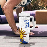 Uruguay Football Custom Tumbler With Handle La Celeste Sol de Mayo Motif